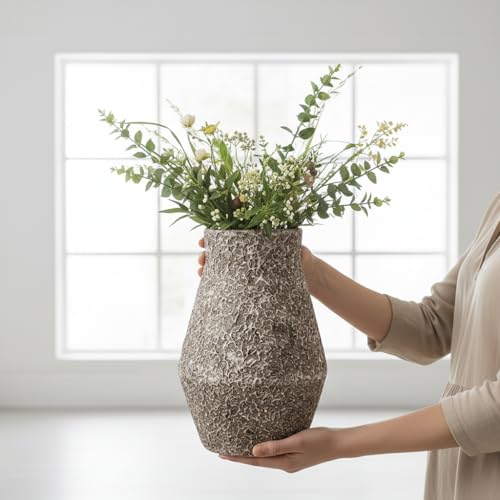 Brown Ceramic Vase, Terracotta Flower Vases, 11 Inch - color: Rustic Brown, size: 11 inch