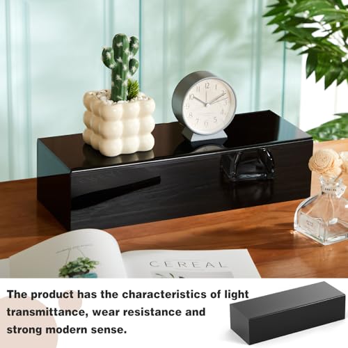 Chunful Black Acrylic Display Box Riser, 16" L x 6" W x 4" H Pedestal Stand - size: 16" W X 6" D X 4" H