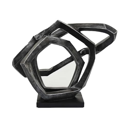Benzara Abstract Decorative Tabletop Sculpture, Gray Resin Geometric, 17 Inch