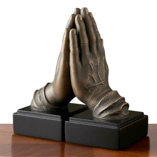 Bellaa Hands Bookends, Praying Decorative Book Ends for Shelves, 26393