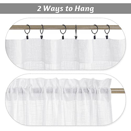 RYB HOME Kitchen Sheer Curtains Over Sink 36 inches Length - color: White, size: 52"W x 36"L (Pack of 2)