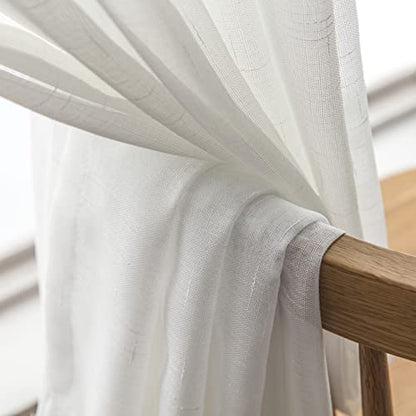 Off White Sheer 80 Inch Curtains & Drapes Long Pinch Pleat Thin Transparent - color: Off White, size: 54"W x 80"L (Pack of 2)