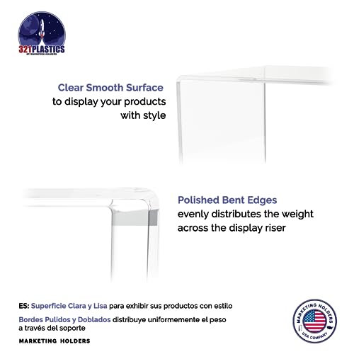 Marketing Holders 2 Pack Acrylic Riser Display Stand Tall Platform Clear 6" x 8" Tabletop Pedestal for Collectible Merchandise Figures and Figurines - size: 6"W x 8"H