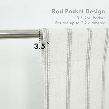 DriftAway Farmhouse Double Layer Linen Blackout Tie Up Curtains Thermal Insulated Vertical Striped Fully Lined Balloon Roman Shade Bathroom Window Adjustable Rod Pocket 31 Inch by 47 Inch Gray - color: Grey, size: 31"W x 47"L (Pack of 1)