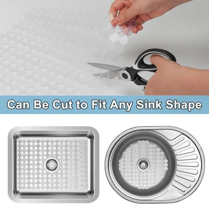 Kitchen Sink Mat for Stainless Steel/Ceramic Sinks,2 Pack with Scissors - color: Transparent