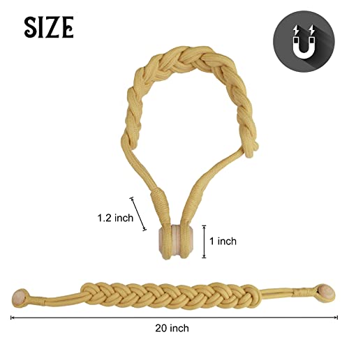 BEL AVENIR Curtain Tiebacks Magnetic 4 Pack Woven Drapery Holdback - color: Gold New- 4pack