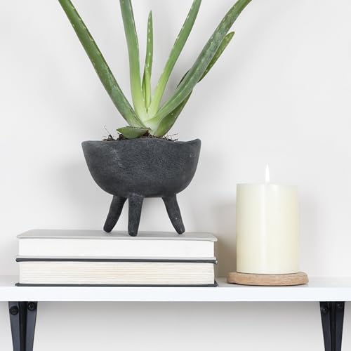 Creative Co-Op Boho Terracotta Footed Bowl, Slate Grey - color: Slate Grey, size: 4"
