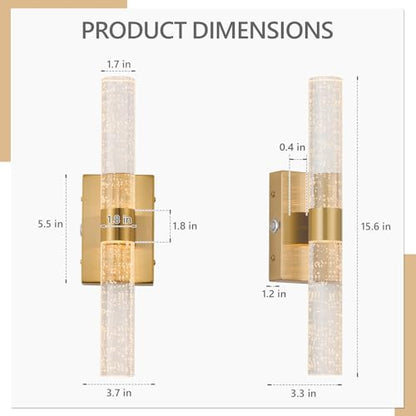 Battery Operated Wall Sconces Set of 2, 20000mAh Rechargeable Wall Light | Remote Control 3000K-6000K Dimmable LED Wireless Sconces,Gold,15.6 Inch - color: Gold, size: 15.6 Inch