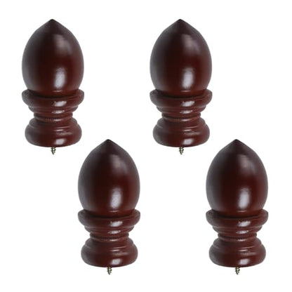T Tulead Red Brown Finials for Curtain Rod 4PCS - style: Red Brown, 1.45", 4PCS
