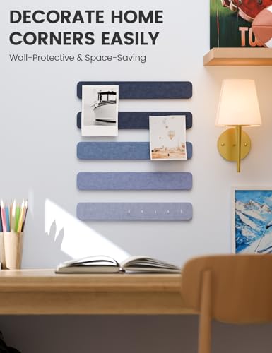 Fluxynara 13" x 2" Felt Wall Panels, Denim Mist - color: Denim Mist, size: 5-pack