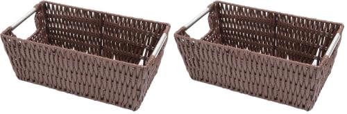 Whitmor Rattique Small Shelf Tote (6500-2712-JAVA) (Pack of 2) - color: Java, size: Small (Pack of 2)