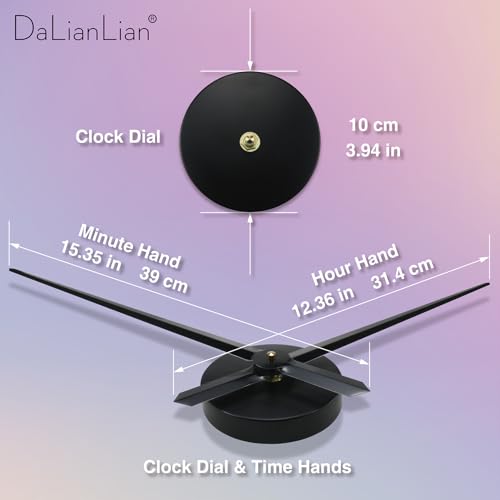 DIY Wall Clock, 3D Mirror Effect, Adjustable up to 65 in, Black - color: Black