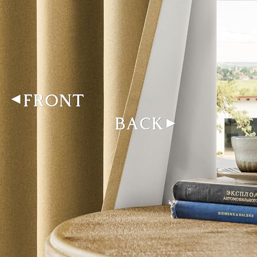 ChrisDowa Mustard Yellow Blackout Curtain 45 Inch Long 2 Panels for Bedroom - color: Mustard Yellow, size: 52"W x 45"L (Pack of 2)