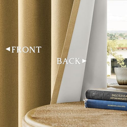 ChrisDowa Mustard Yellow Blackout Curtain 45 Inch Long 2 Panels for Bedroom - color: Mustard Yellow, size: 52"W x 45"L (Pack of 2)