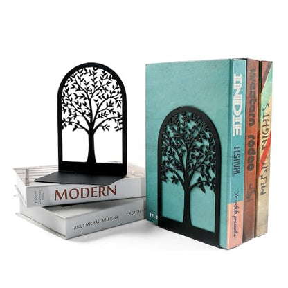 4 Style Tree of Life Desktop Book Ends for Teacher - Office Desktop Home Bookend Non-Skid Book Ends Gift for Book Loves Office Desktop Iron Book Rack (2pc B187-B173), SL213 - color: 2pairs B187-b173