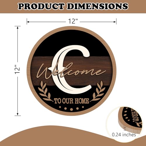 Monogram Letter C Front Door Sign, Welcome to Our Home Family Last - color: C