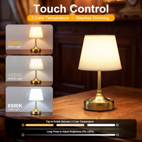 Small Cordless Table Lamp Rechargeable Gold - color: Gold-S