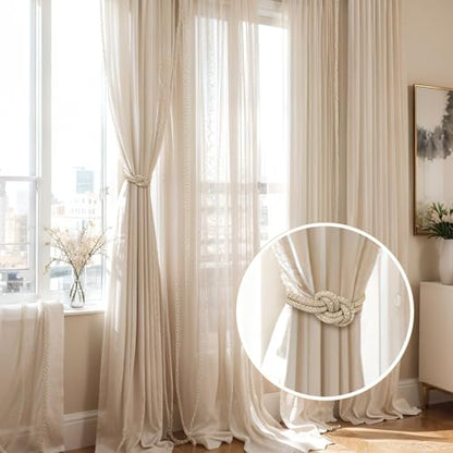 Queekay 2 Pcs Magnetic Curtain Tiebacks, 2 Style Holders, Platinum - color: Platinum