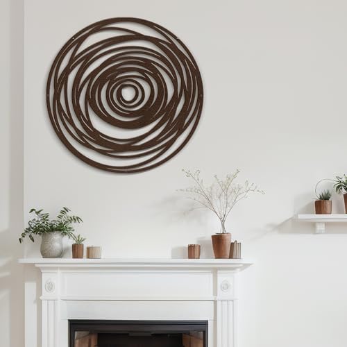 SIGNLEADER Metal Wall Art Decor Abstract Geometric Circles Minimalist Modern Abstract Wall Sculpture Hangings Home Decoration for Living Room, Bedroom, Bathroom, Kitchen, Outdoor - 18" Bronze