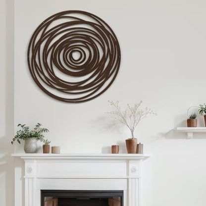 SIGNLEADER Metal Wall Art Decor Abstract Geometric Circles Minimalist Modern Abstract Wall Sculpture Hangings Home Decoration for Living Room, Bedroom, Bathroom, Kitchen, Outdoor - 18" Bronze