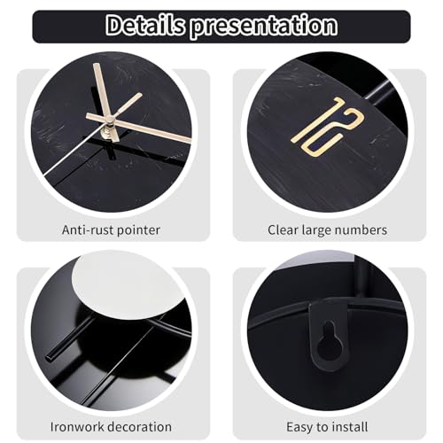 Wall Clock, Silent Quality Quartz Battery Operated with Pendulum, Large Wall Clock for Living Room Kitchen Home Bathroom Bedroom Wall Decor, 18x29.5inch(Black) - size: 18x29.5in