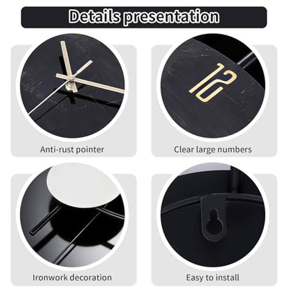 Wall Clock, Silent Quality Quartz Battery Operated with Pendulum, Large Wall Clock for Living Room Kitchen Home Bathroom Bedroom Wall Decor, 18x29.5inch(Black) - size: 18x29.5in