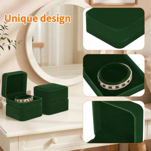KUKUVR 4 Pcs Velvet Bracelet Gift Box, Jewelry Storage Holder Case for Bangle Anklet beaded bracelet Birthday Anniversary, Gift for Women (Green) - color: Green