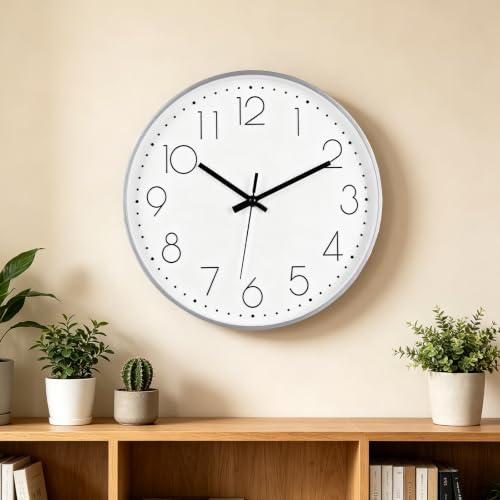 2 Pack Black&Silver Wall Clock 12" Silent Wall Clocks Battery Operated - color: 2 Pack - Black & Silver, size: 12 Inch