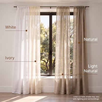 Solino Home 100% Pure Linen Soft Sheer Curtain Natural, 52 x 63 in, 1 Panel - color: Light Natural, size: 52"W x 63"L (1-Panel)