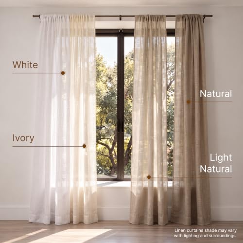 Solino Home 100% Pure Linen Curtain Light Natural, 52 x 108 in, 1 Panel - color: Light Natural, size: 52"W x 108"L (1-Panel)