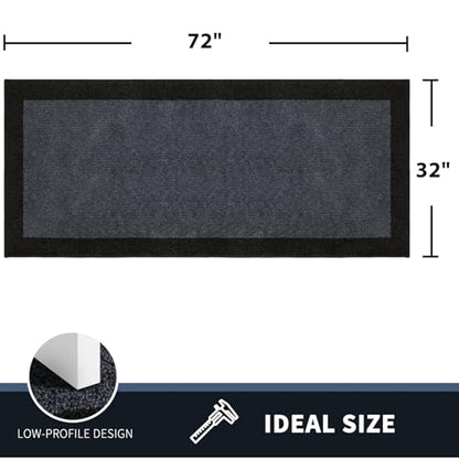PURRUGS Hallway Runner Rug, 32" x 72", Bluish Grey & Charcoal - color: Bluish Grey & Charcoal, size: 32" X 72"