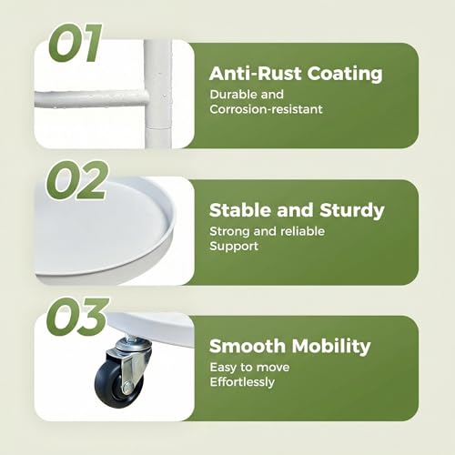 Bamworld Metal Plant Stands with Wheels Tall Plant Stand Indoor White - color: White