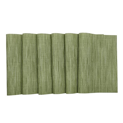 SHACOS Placemats Set of 8 Woven Vinyl Place Mats for Dining Table Wipe Clean Heat Resistant Washable Kitchen Table Mats (8, Olive Green) - color: Olive Green, size: Set of 8