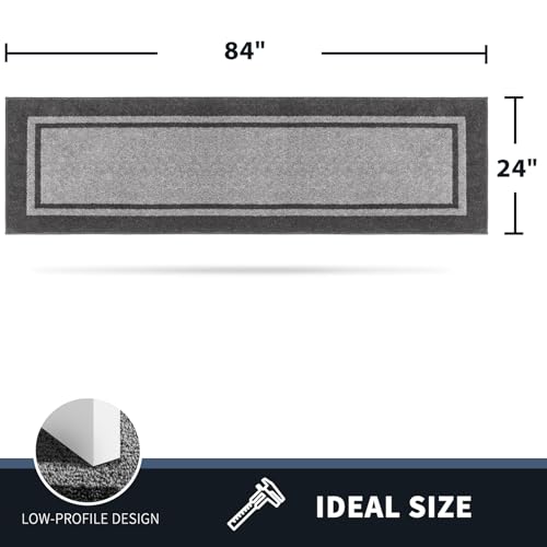 PURRUGS Hallway Runner Rug, 24" x 84", Light Grey & Dark Grey - color: Light Grey & Dark Grey, size: 24" X 84"