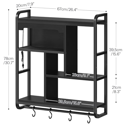 HOOBRO Gaming Floating Shelves for Wall, 26.4" LED Wall Shelf Display Rack - color: Black