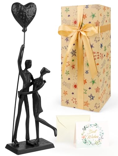 Kresecioo Wedding Gifts for Couples 2026, Romantic Couple Iron Sculpture 12in Handcrafted Passionate Love Metal Statue Decoration, Anniversary for Women Men Her Him Wife Husband Birthday Gifts - color: Classic Black, size: Loving Couple