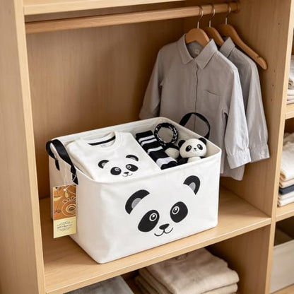Rectangle Foldable Storage Basket Handles For Home, Panda - color: Rectangle Panda