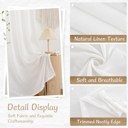 LAMIT White Sheer Linen Curtains 24 Inch Length for Cafe, 25 x 24 Inch - color: White, size: 25"W x 24"L (Pack of 2)
