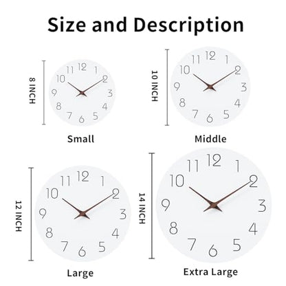 Mosewa Wall Clock Battery Operated 8" Silent Non-Ticking Simple(White) - color: A_white, size: 8 Inch