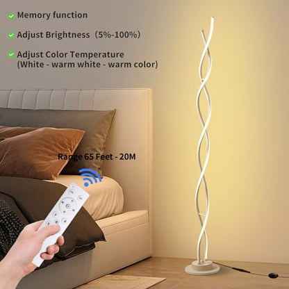 Modern Floor Lamps for Living Room White 3‑Color Remote Dimmable - color: White