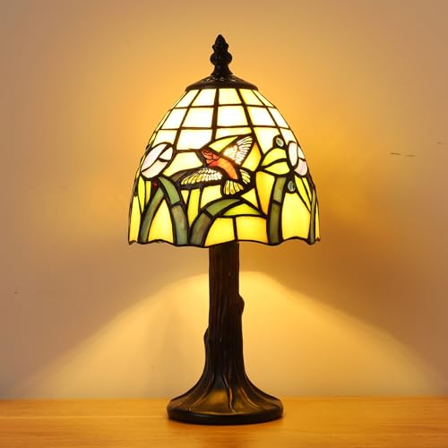 Small Tiffany Table Lamp,3 Color Temperature Hummingbird Stained Glass Table Lamps for Living Room, Dining Room,Bedroom Bedside Nightstand Night Light,W/LED Bulb,6X6X13Inch - color: Hummingbird 6X6X13Inch