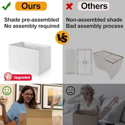 21" Touch Bedside lamps with 2 USB & AC Outlets, 3-Way Dimmable Bedside Table Lamps Set of 2 for Bedroom Living Room Office Reading, White Shade Lamps for Night Stands, 2700K LED Bulbs Included - color: White Linen & Brown