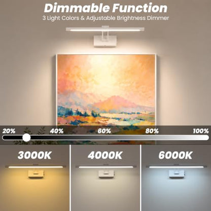 Battery Operated Picture Light for Wall,White 23.6-Inch - color: White, size: 23.6 Inch