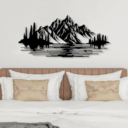 DecoSoul Mountain Forest Metal Wall Decor, Nature and Trees Wall Art, Metal Outdoor Wildlife Lover Gift, Farmhouse Yard Wall Decor, Fireplace Wall Sculptures, Housewarming Gift - style: Mountain & Nature