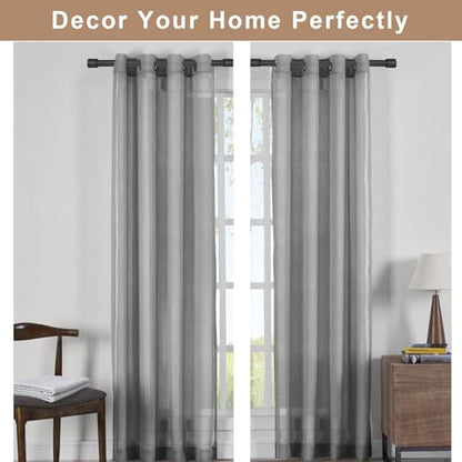 Matte Black Heavy Duty Telescoping Curtain Rods, 12-20 Inch, Side Mount, Cap Finials - color: Matte Black, size: 12-20"