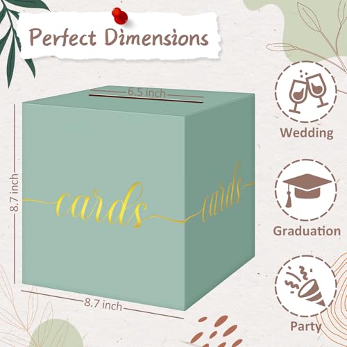 Elegant Sage Green Wedding Card Box, Gold Foil Gift Card Box for Party - color: Z01 Sage Green and Gold Foil