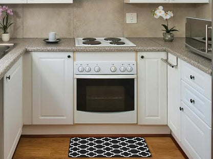 블랙 주방 러그 2개 세트, 43.9cm x 70.1cm(17.3x27.7인치)+43.9x119.9cm - color: 트렐리스-블랙