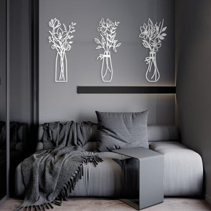 Zzbakress 3 Pieces Metal Flowers Wall Art for Bathroom White - color: White