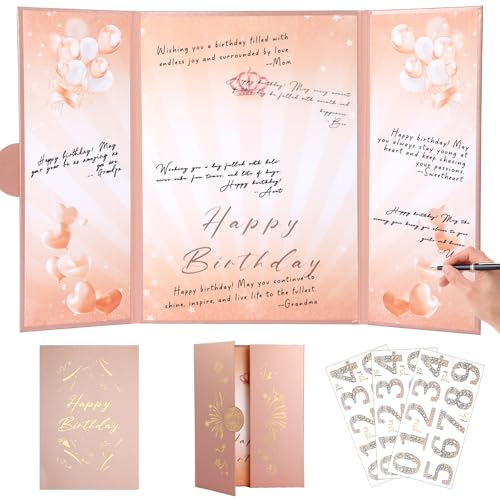 Rose Gold Birthday Party Decorations 18"x12" Guest Sign in Book Alternative - color: Rose Gold