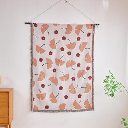 Erke Boho Throw Blanket Cushion Cover Sheet Blanket Chair Recliner Cover Rug Hanging Tapestry Furniture Slipcover (Ginkgo Leaf, 50" X 70") - color: Ginkgo Leaf